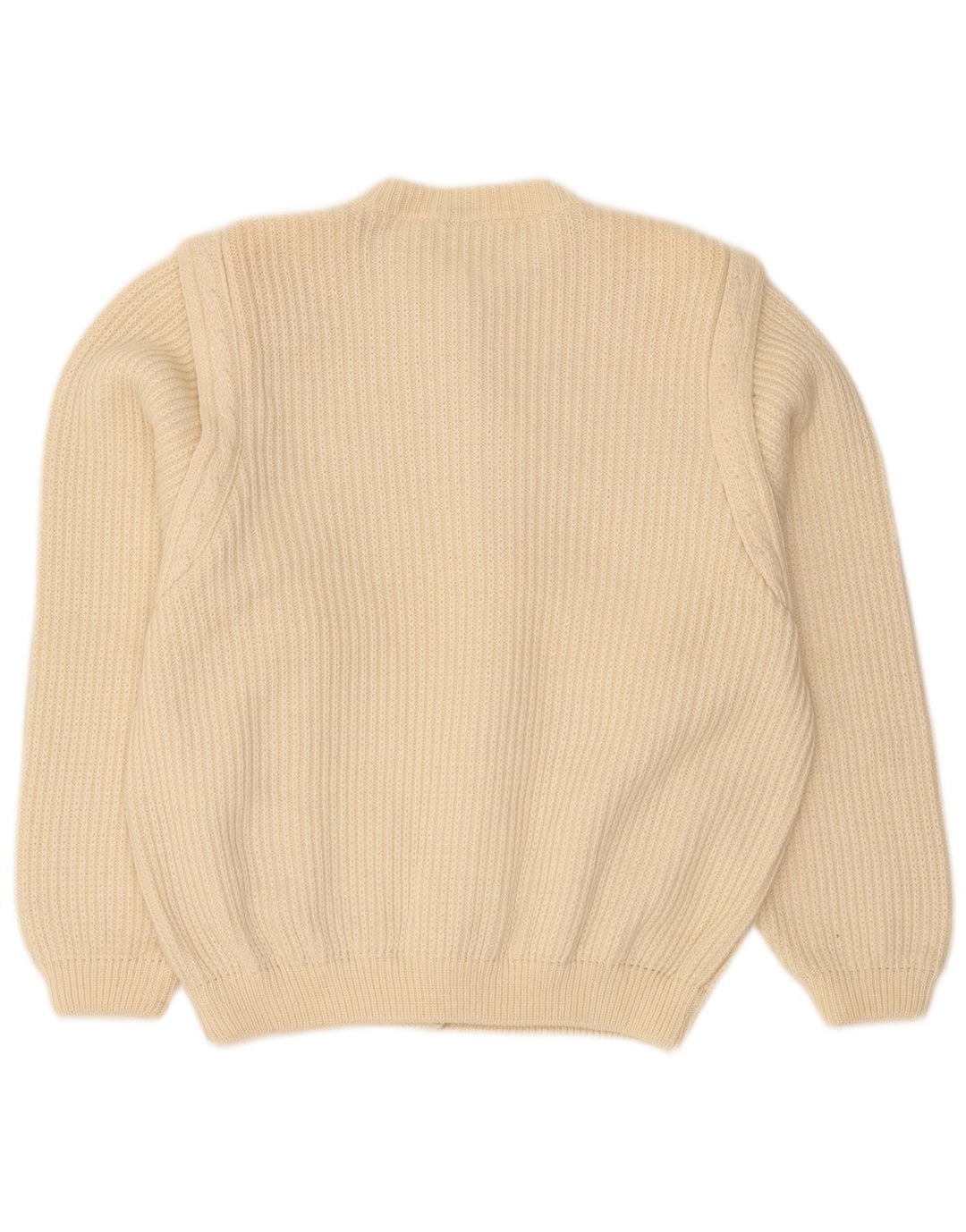 Donatella Suéter Cárdigan para Mujer UK 46 Grande Lana Virgen Beige