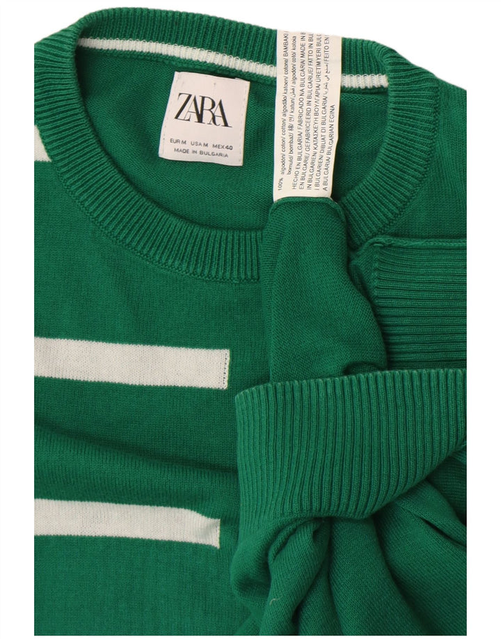 Zara Hombre Jersey Cuello Redondo Algodón Rayas Verde Medio