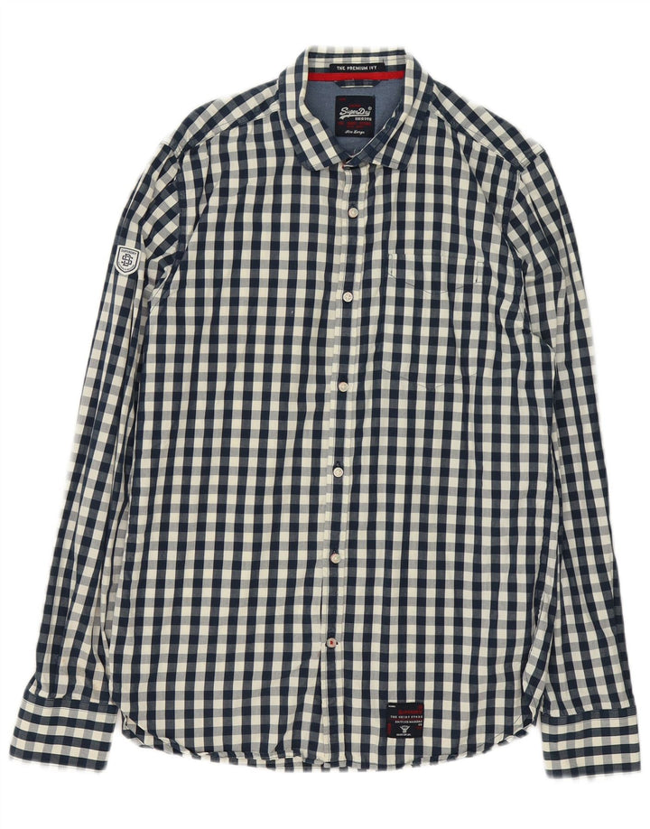 Camisa Superdry Para Hombre Grande De Algodón A Cuadros Azul Marino