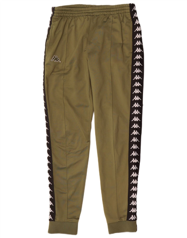 KAPPA Hombre Pantalones De Chándal Gráfico Joggers Large Verde Colorblock