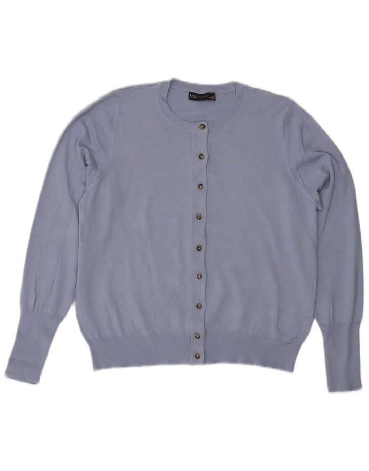 Marks & Spencer Suéter tipo cárdigan para mujer UK 46 Viscosa azul grande