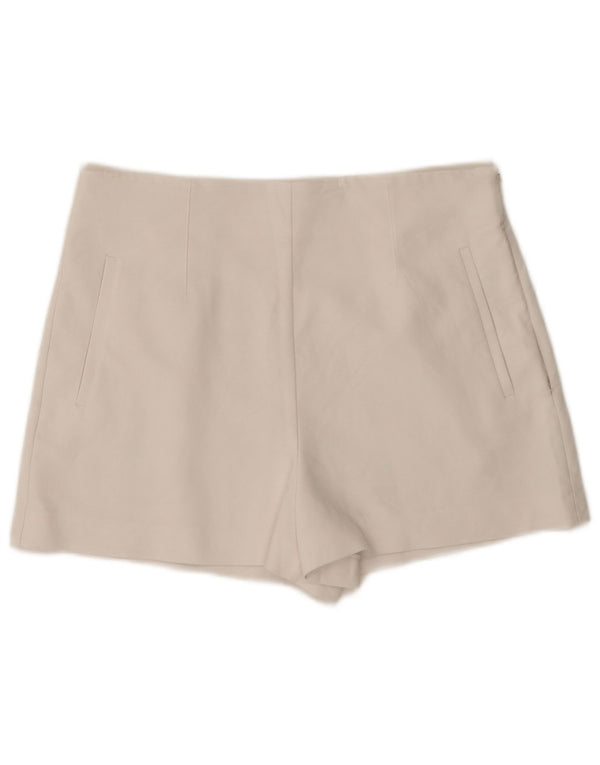 Zara Mujer Hot Pants De Cintura Alta XL W32 Blanco Algodón
