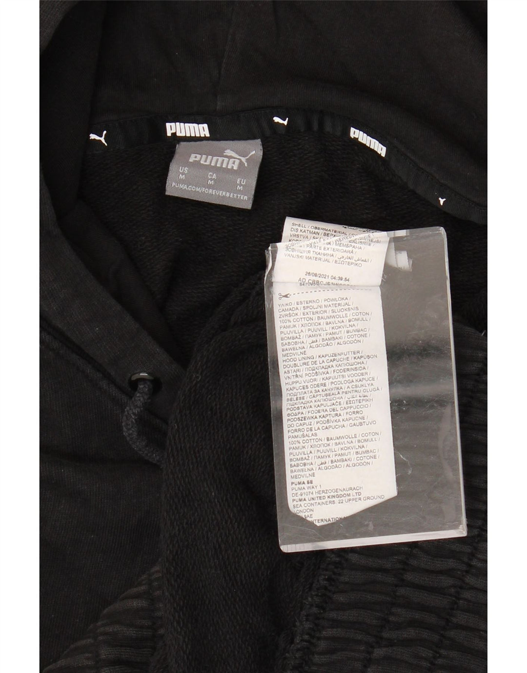 PUMA Jersey con capucha extragrande para mujer UK 14 Mediano Algodón negro