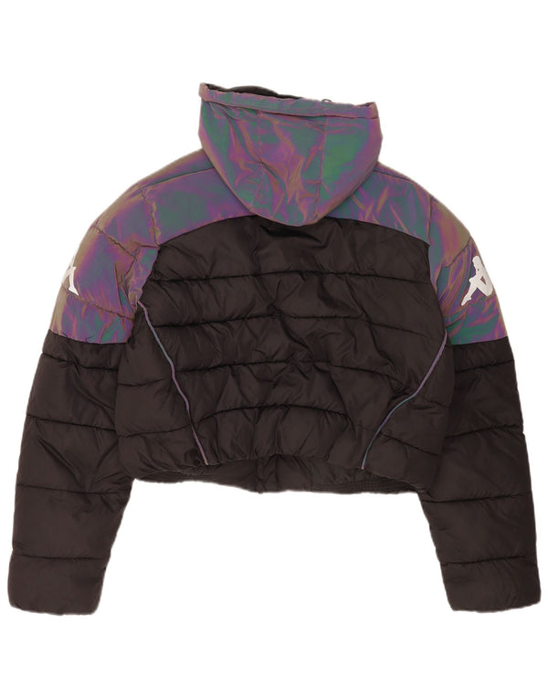 Kappa Chaqueta Acolchada Corta Extragrande con Capucha para Mujer UK 6 XS Black Colourblock