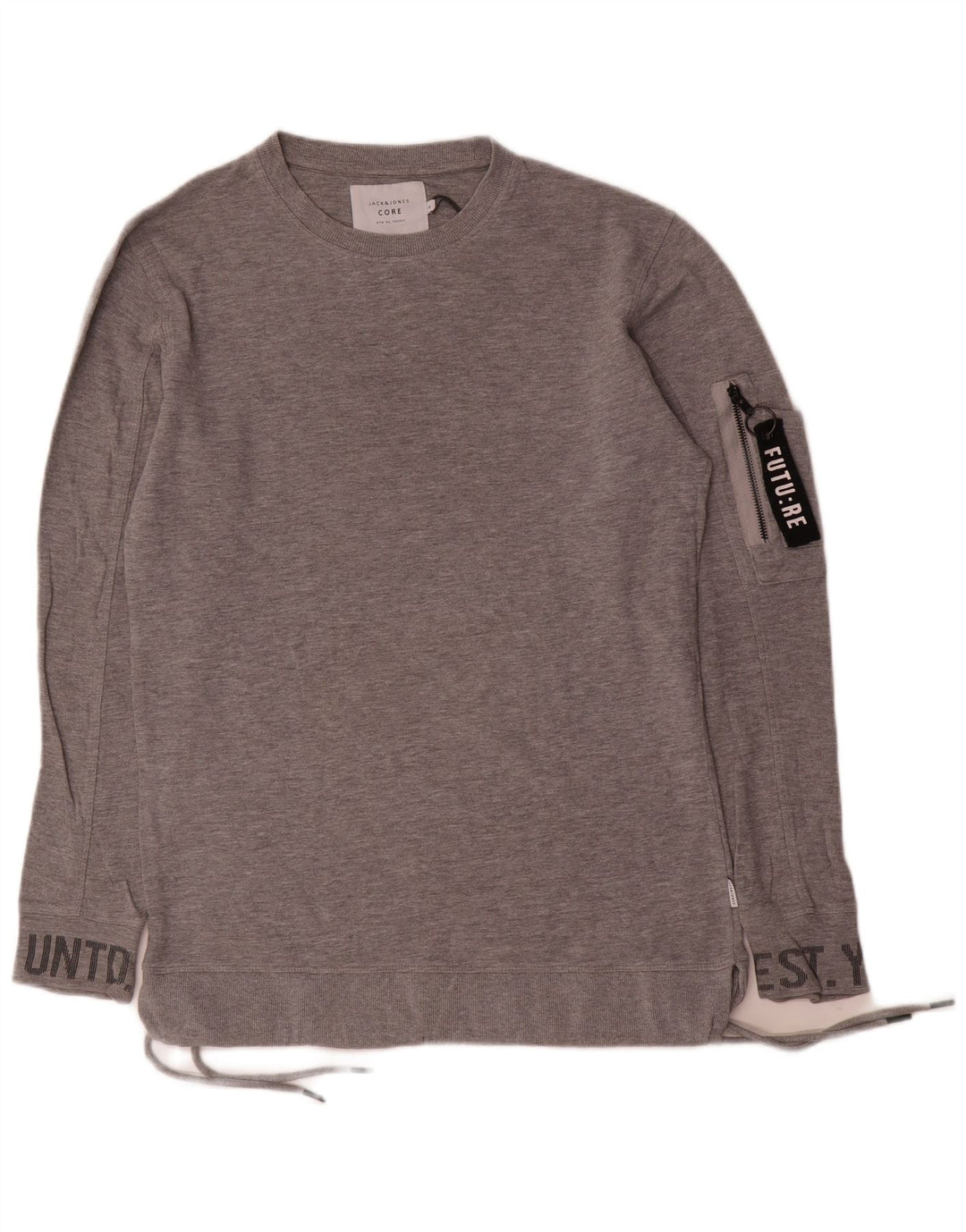 Jack & Jones Hombre Sudadera Gráfica Jumper Small Gris Algodón