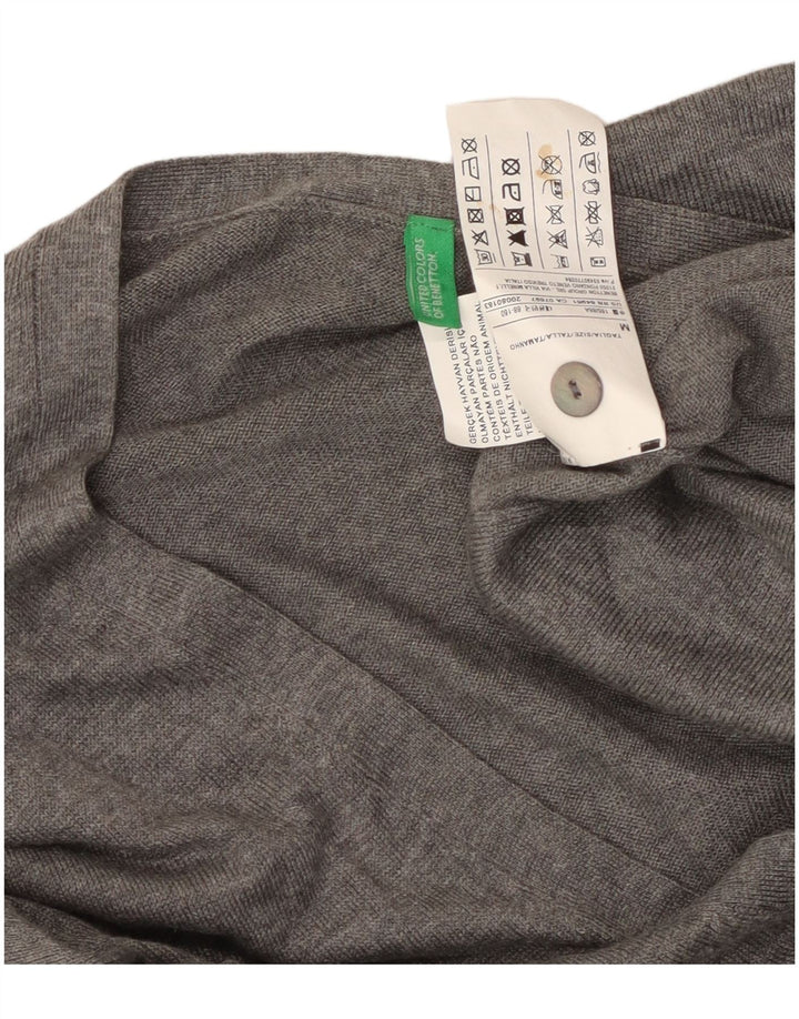 BENETTON Suéter tipo cárdigan para mujer UK 44 Viscosa gris medio