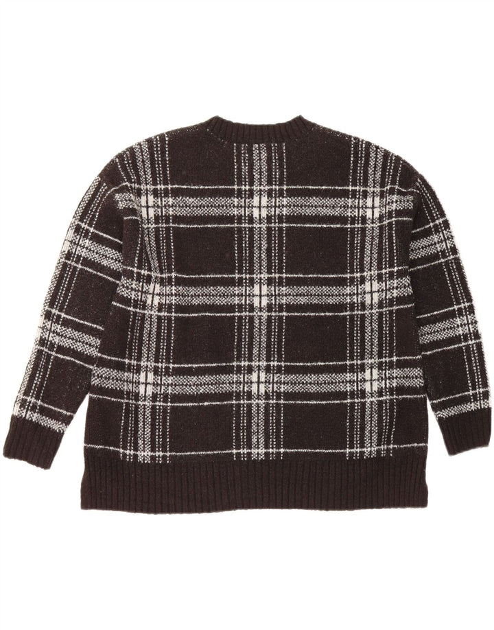 Marks & Spencer Suéter tipo jersey con cuello redondo para mujer UK 46 Large Black Plaid