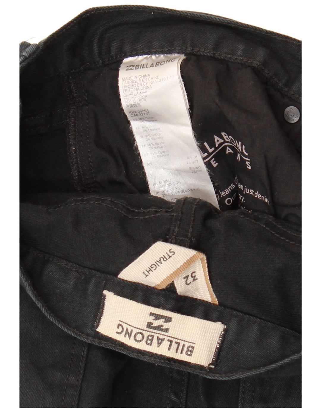BILLABONG Vaqueros rectos para hombre W32 L29 Algodón negro