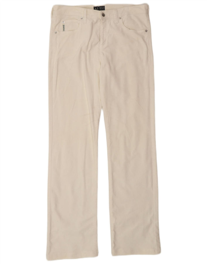 Armani Mujer Pantalones Casuales Rectos W31 L32 Algodón Blanco Roto