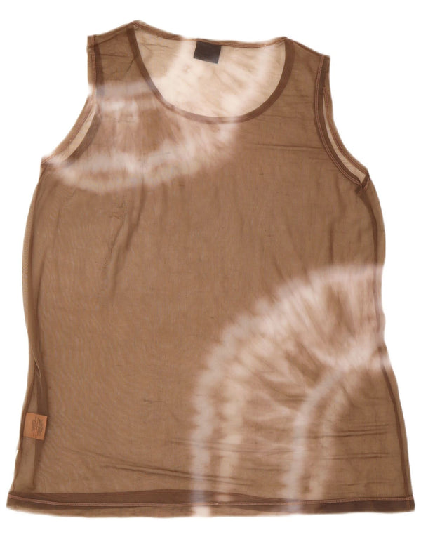 Camiseta sin mangas para mujer Trussardi Jeans UK 46 Large Beige Tie Dye Poliamida