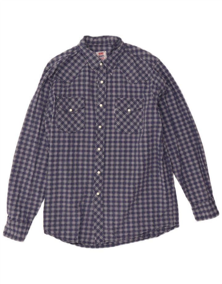 Camisa Levi's para hombre de algodón a cuadros azul marino grande