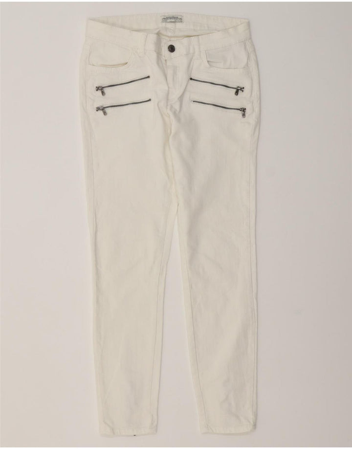 ZARA Mujer Cargo Slim Jeans EU 38 Small W28 L27 Algodón Blanco