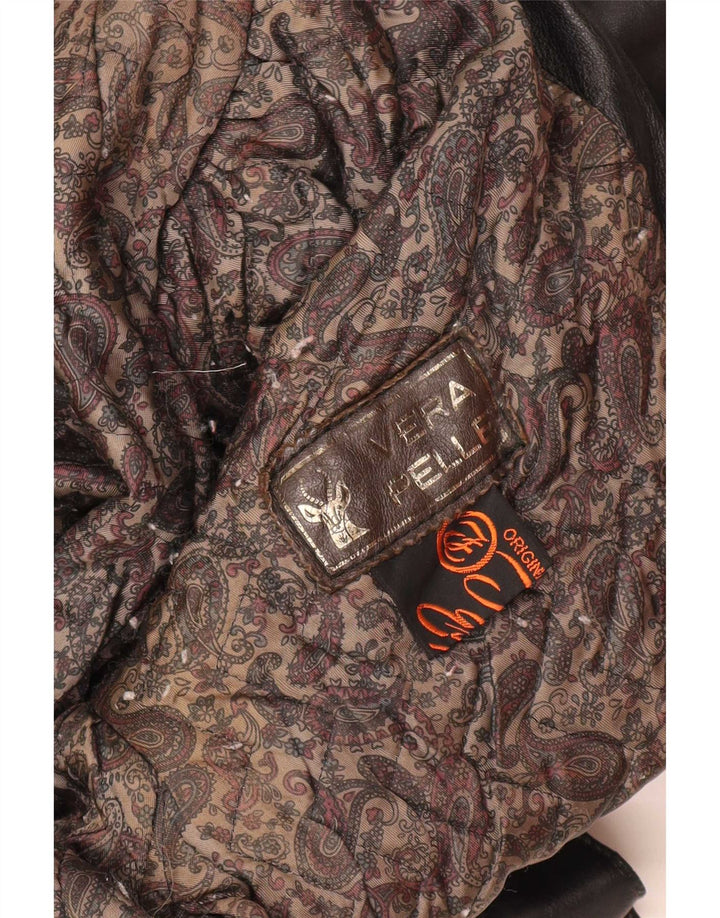 Chaqueta de cuero vintage para mujer UK 44 Medium Black