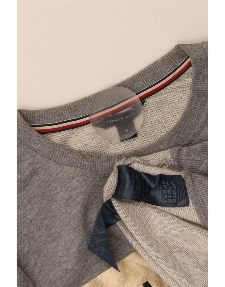 Tommy Hilfiger Hombre Sudadera Gráfica Jersey De Algodón Moteado Gris Medio
