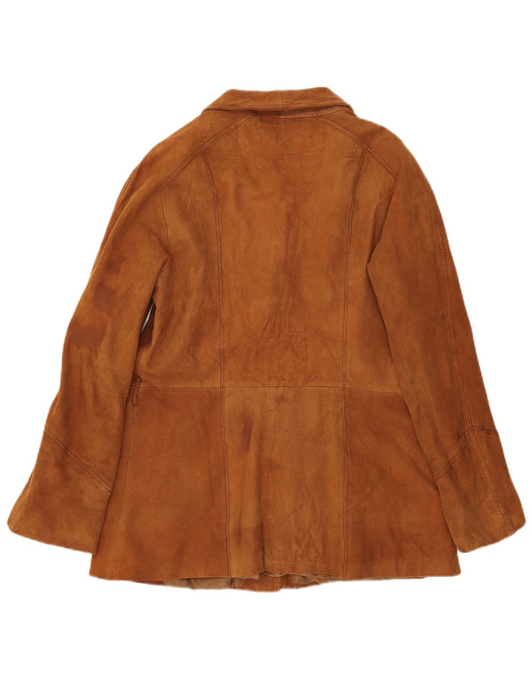 Vintage mujer ante chaqueta Reino Unido 14 cuero marrón medio