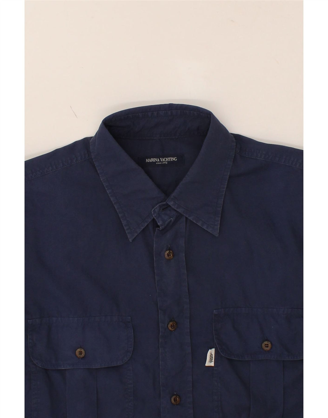 MARINA YACHTING Mens Shirt XL Navy Blue Cotton Vintage Marina Yachting and Second-Hand Marina Yachting from Messina Hembry 