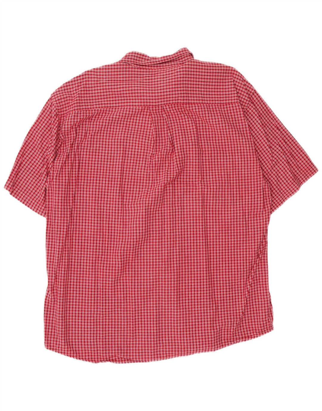 EDDIE BAUER Camisa de manga corta para hombre de algodón a cuadros rojo grande
