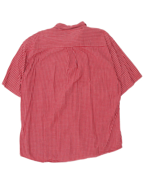 EDDIE BAUER Camisa de manga corta para hombre de algodón a cuadros rojo grande