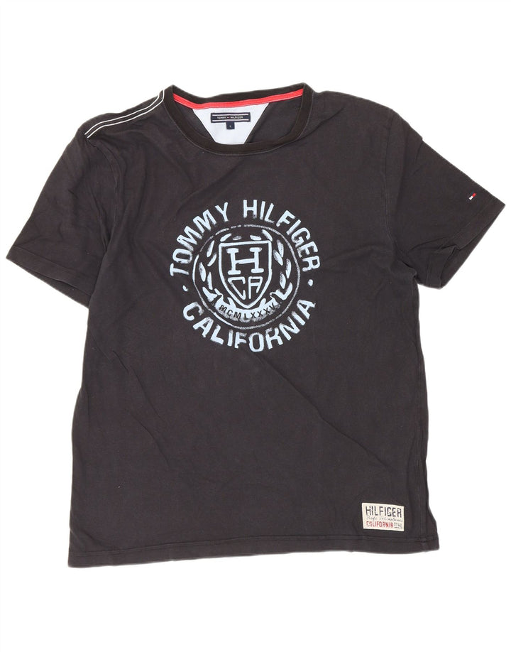 Tommy Hilfiger - Camiseta gráfica para hombre, talla grande, color negro
