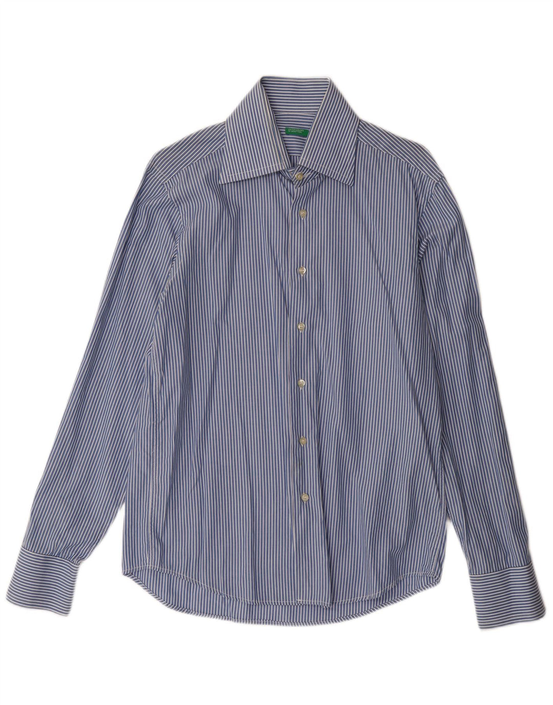 Camisa Hombre BENETTON Algodón Rayas Azul Medio