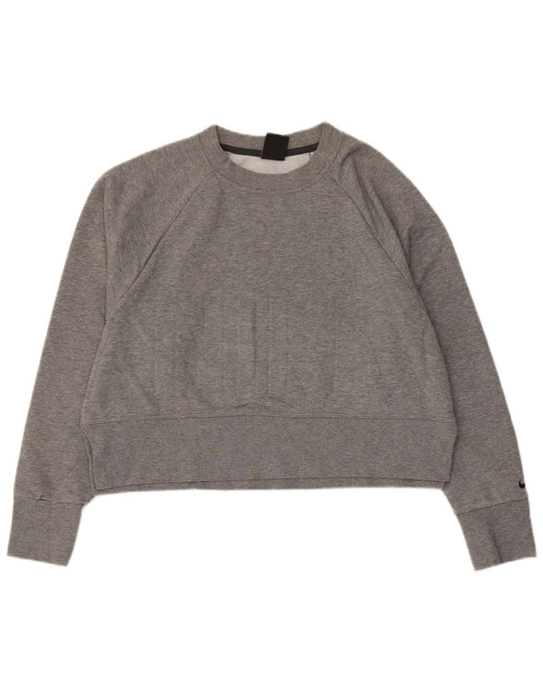 Nike Dri Fit Graphic Sudadera para mujer UK 6 XS Gris moteado