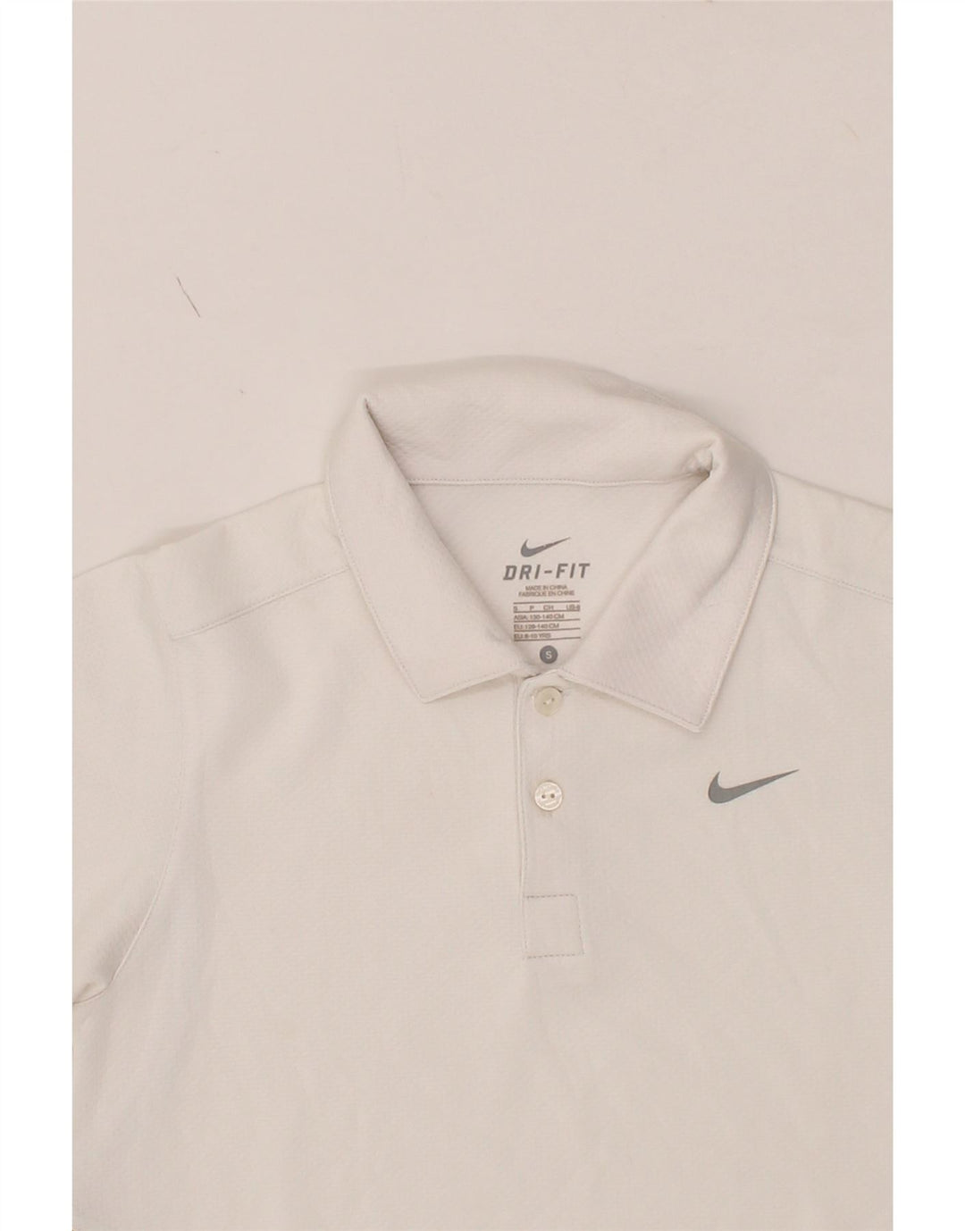 NIKE Boys Dri Fit Polo Shirt 8-9 Years Small White Polyester Vintage Nike and Second-Hand Nike from Messina Hembry 