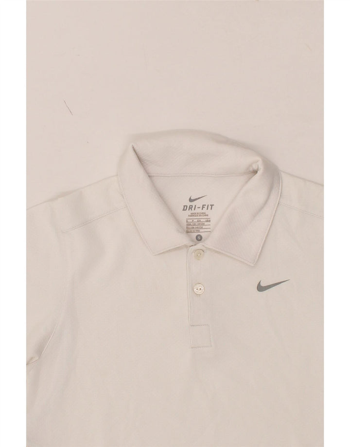 NIKE Boys Dri Fit Polo Shirt 8-9 Years Small White Polyester Vintage Nike and Second-Hand Nike from Messina Hembry 