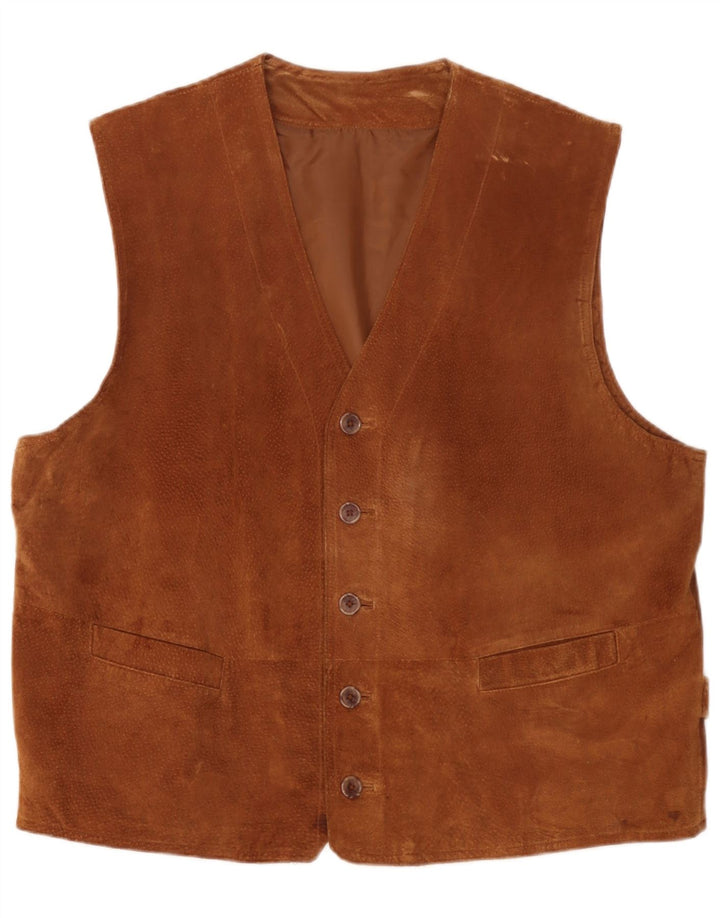 Chaleco de ante para hombre Front Line UK 48 2XL Cuero marrón