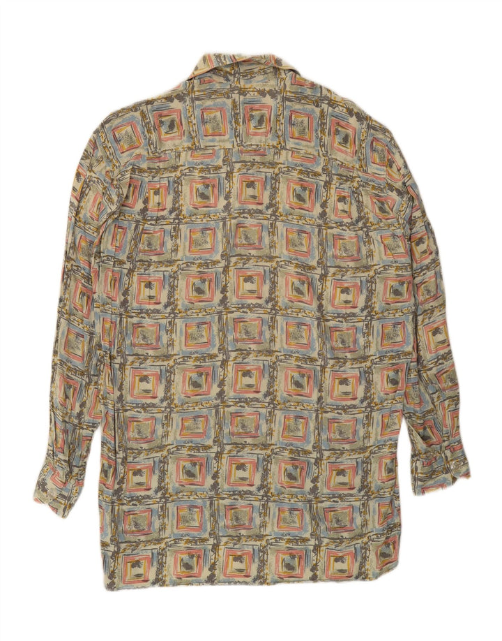 VINTAGE Mens Shirt Medium Beige Patchwork Vintage Vintage and Second-Hand Vintage from Messina Hembry 