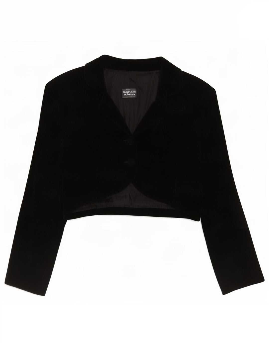 Benetton Chaqueta Bolero De Terciopelo De 2 Botones IT 48 XL Negro Modacryl