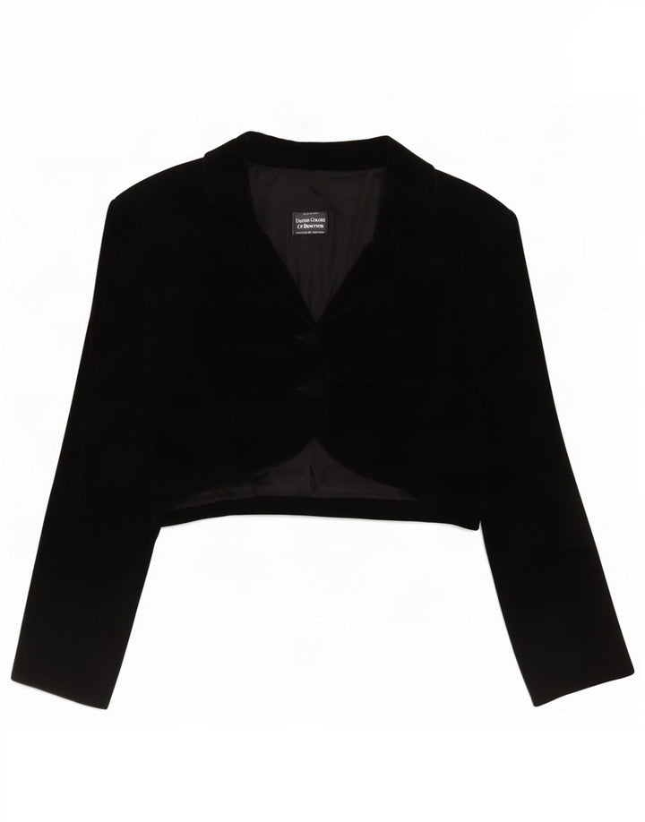 Benetton Chaqueta Bolero De Terciopelo De 2 Botones IT 48 XL Negro Modacryl