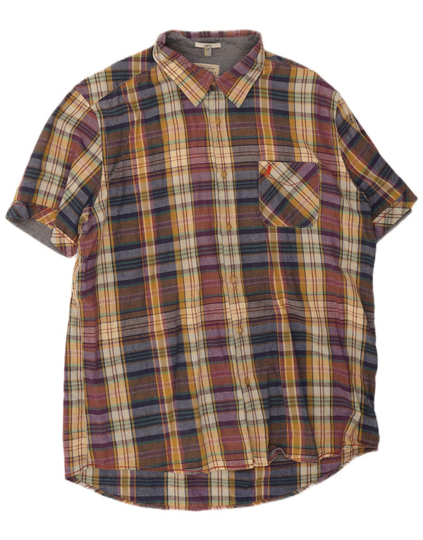 Marlboro Classics Camisa Slim Fit De Manga Corta para Hombre 3XL Cuadros Multicolores