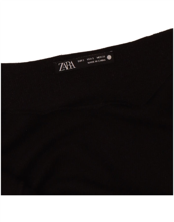 Zara Mujer Top Extragrande Manga Larga UK 10 Small Negro