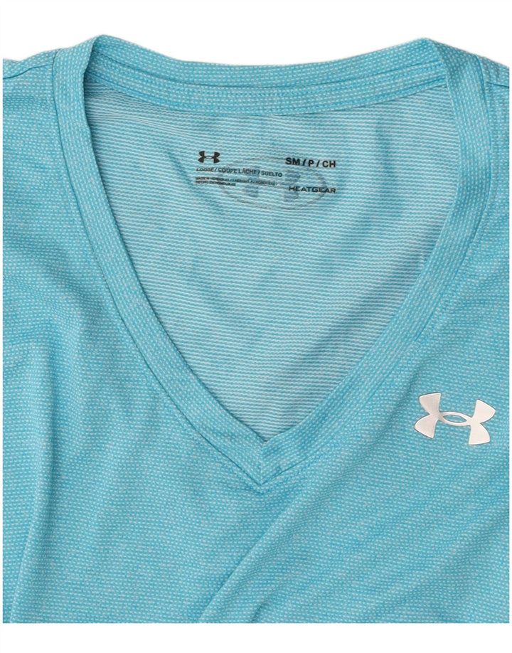UNDER ARMOUR Camiseta Heat Gear para mujer Top UK 10 Small Blue Pinstripe