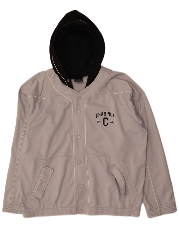 Champion Chaqueta De Chándal Con Capucha Y Gráfico Para Hombre XL Gris Colorblock