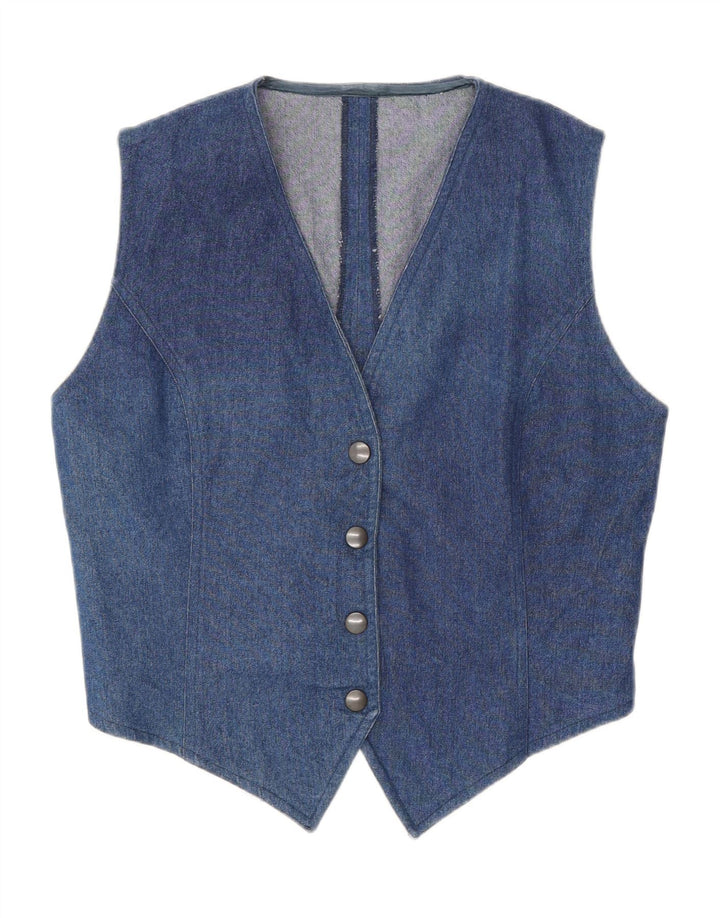 Vintage mujer denim chaleco Reino Unido 12 azul medio