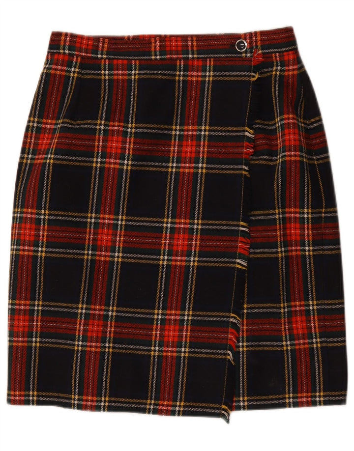 Falda cruzada vintage para mujer W30 cuadros multicolores medianos