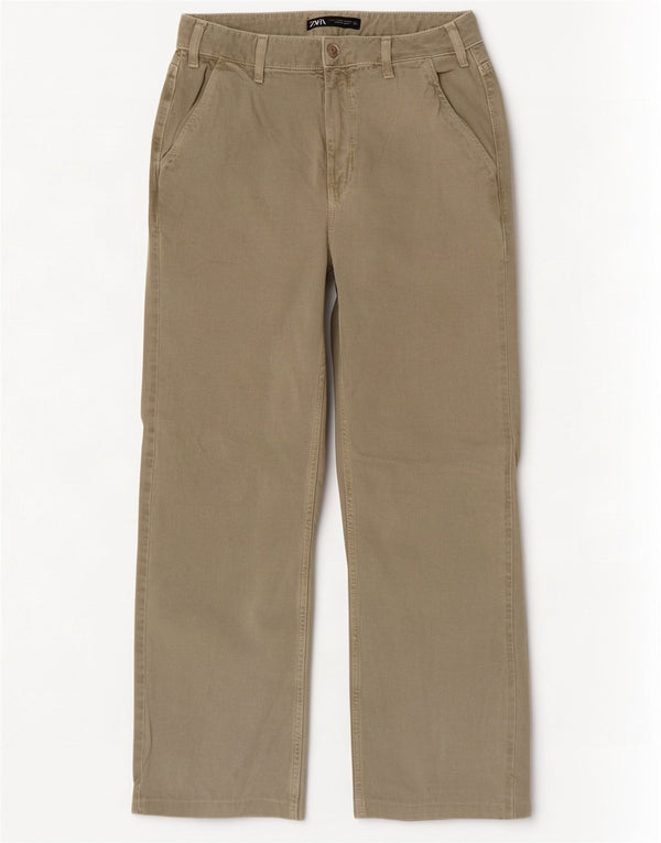 Zara Jeans De Cintura Alta Para Mujer EU 38 Small W28 L29 Algodón Caqui
