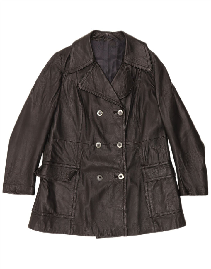 Vintage mujer chaqueta de cuero Reino Unido 16 cuero negro grande