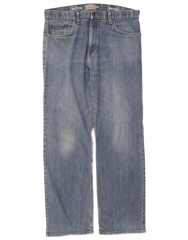 Marks & Spencer Vaqueros rectos regulares para hombre W36 L31 Algodón azul