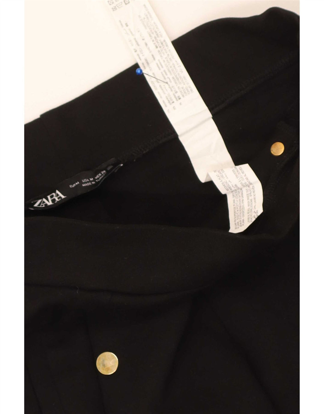 Zara Mujer Pantalón Cropped Slim Medium W28 L25 Viscosa Negra