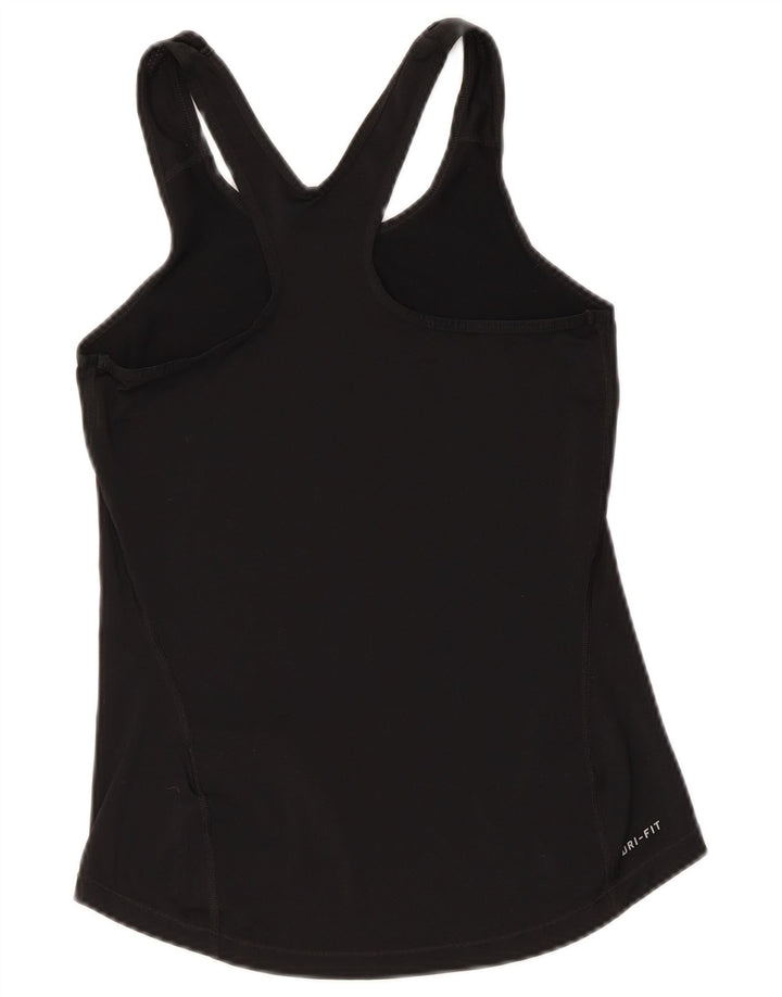 Nike Mujer Gráfico Chaleco Top UK 8 Pequeño Poliéster Negro