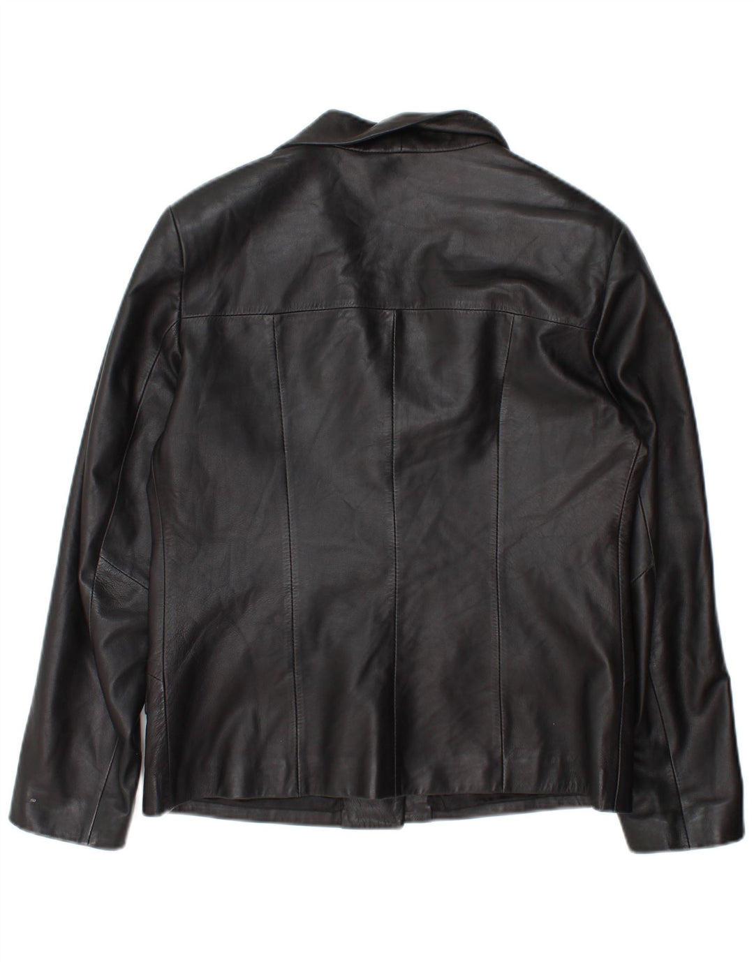Vintage mujer 3 botones cuero Blazer chaqueta IT 46 cuero negro grande