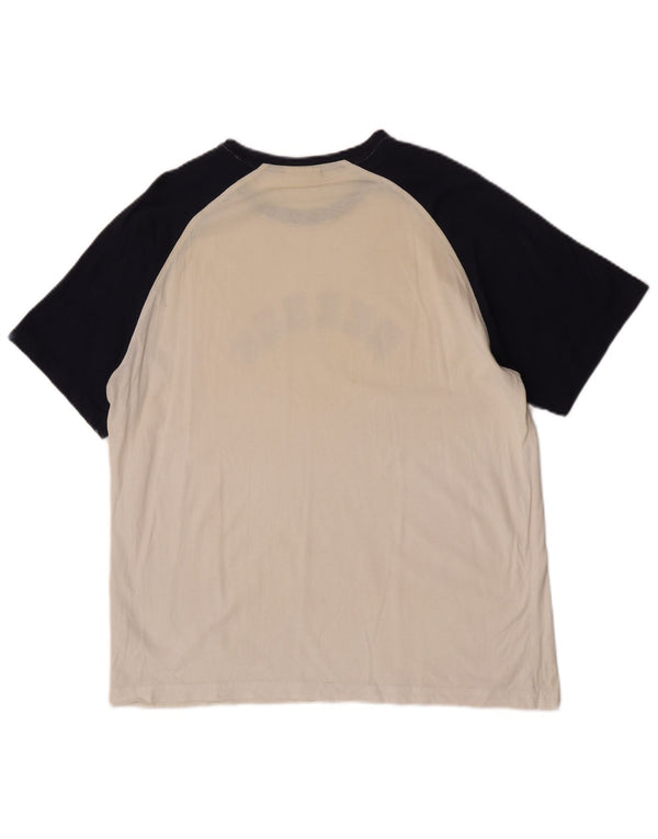 Reebok Camiseta gráfica para hombre Top grande de algodón blanco con bloques de color