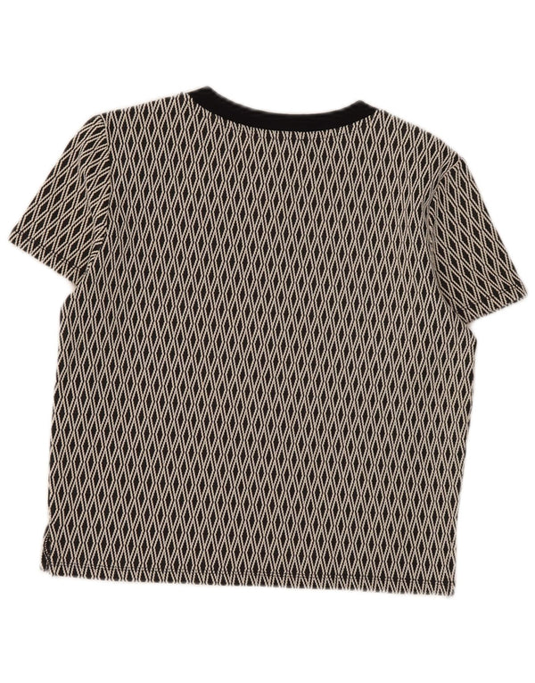 Zara Mujer Trafaluc Crop Camiseta Top UK 40 Medium Negro Geométrico