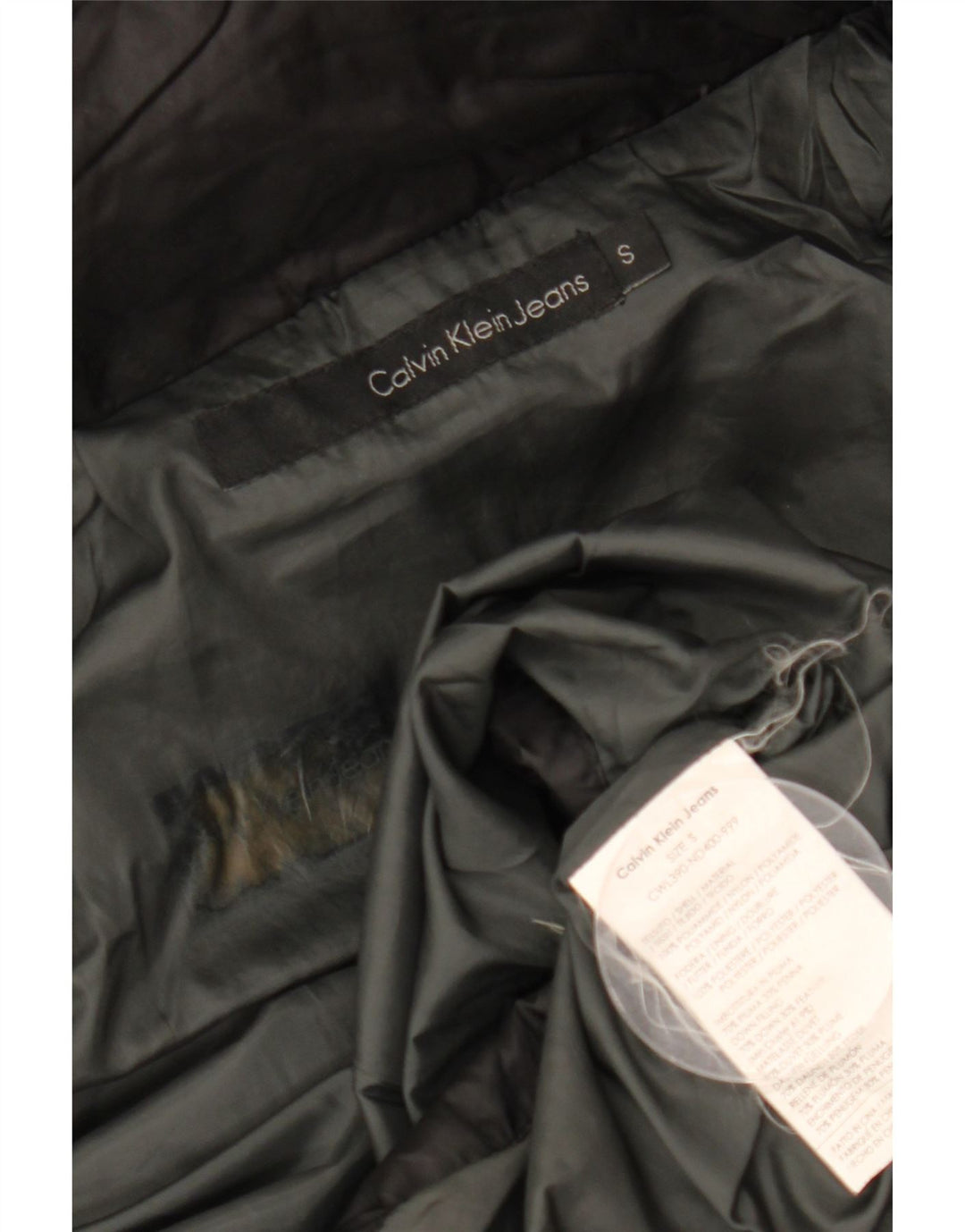 Calvin Klein Abrigo acolchado con capucha para mujer UK 10 Small Poliamida negra