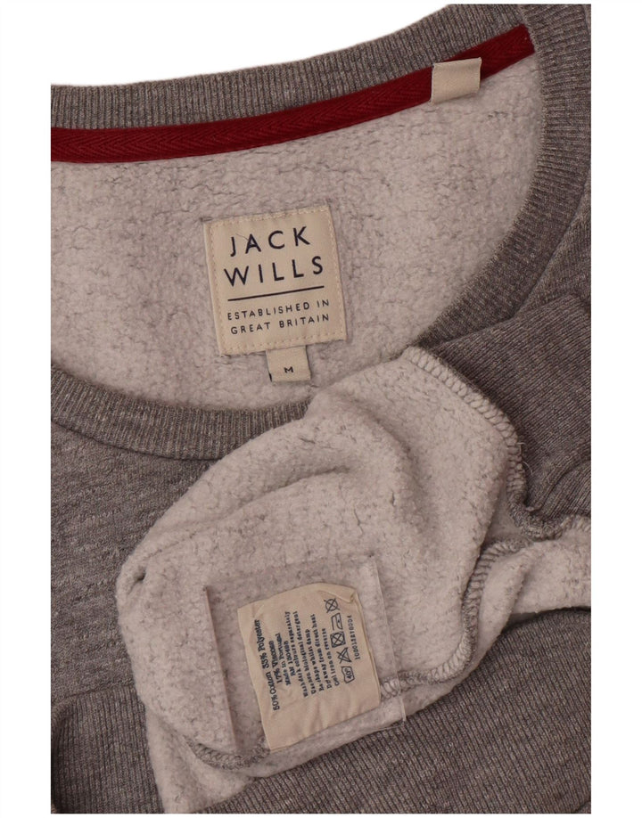 JACK WILLS Hombre Sudadera Jumper Gris Medio Algodón Moteado