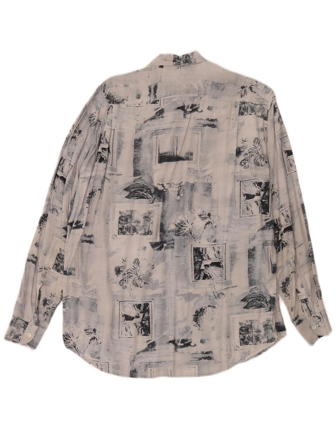 Camisa Vintage Hombre Viscosa Patchwork Azul Medio