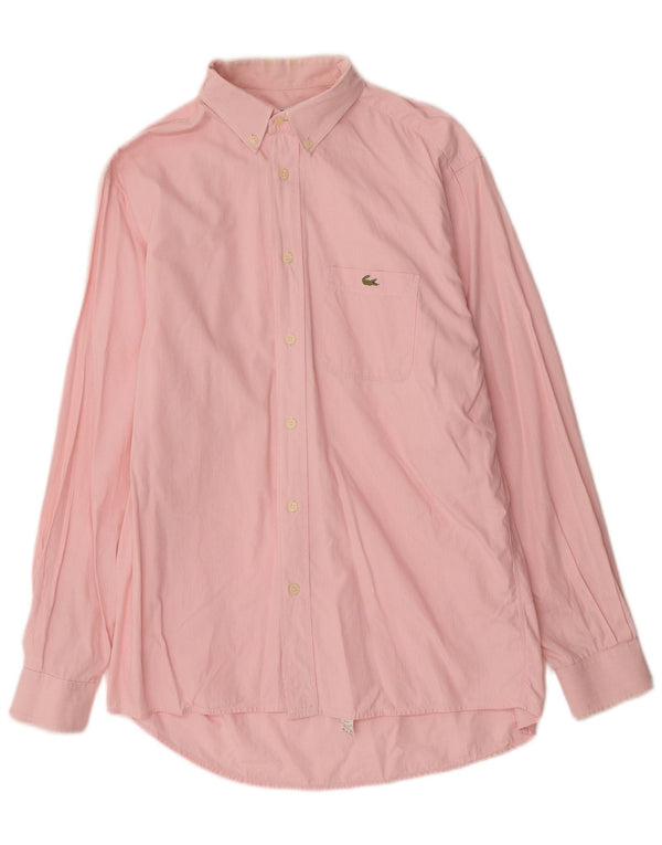 Camisa Lacoste para hombre talla 40 algodón a rayas rosa medio