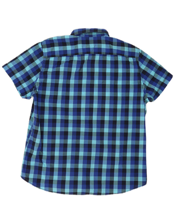 Angelo Litrico Camisa Manga Corta Hombre Talla 45/46 2XL Azul Vichy